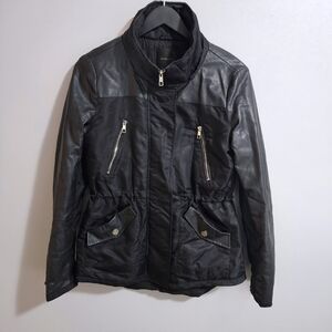 Dynamite Black Mixed-Media Utility Jacket